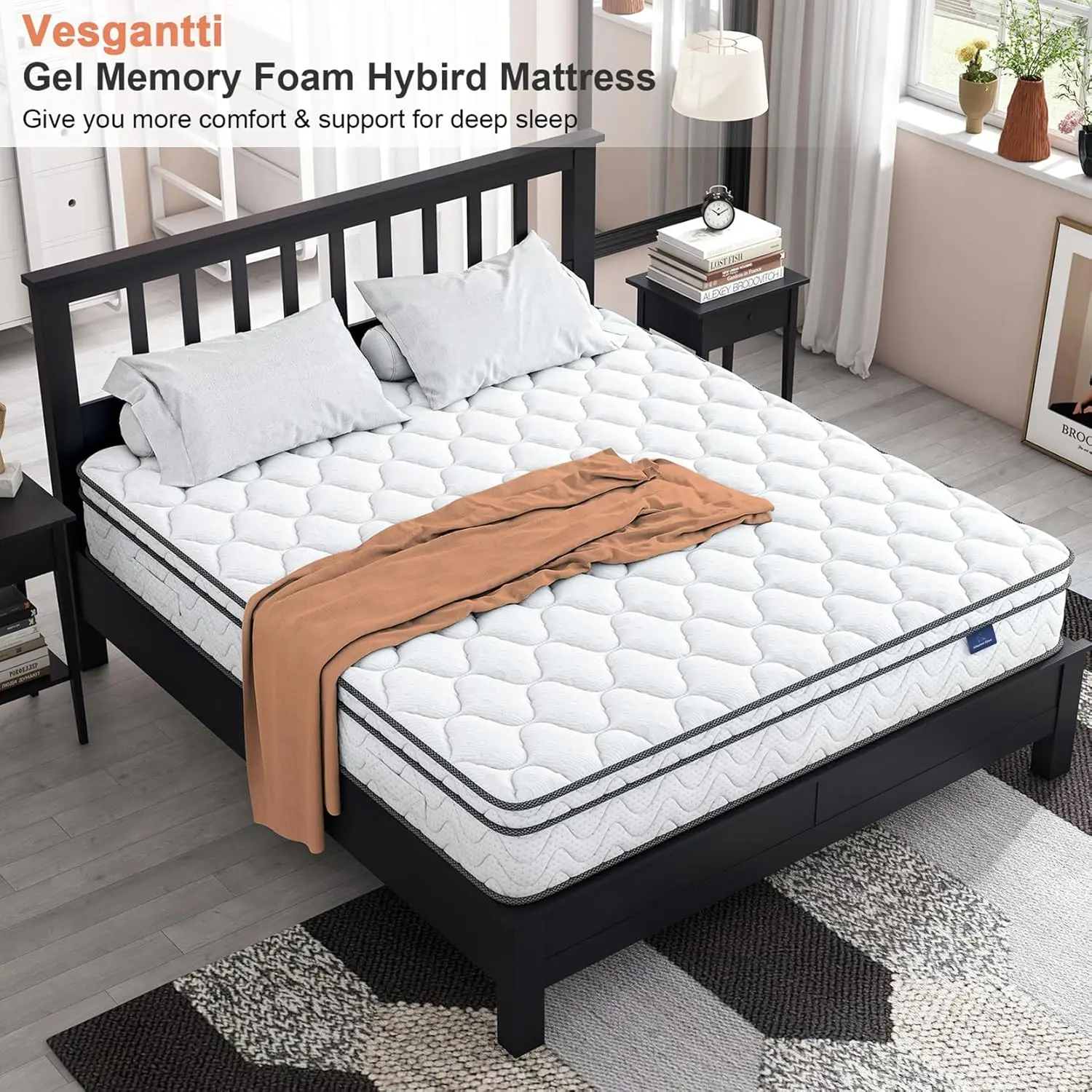 9 Inch Hybrid Twin Size Mattress in a Box, Gel Memory Foam and Pocket Coils Innerspring Mattresses with Ergonomic Design, Medium