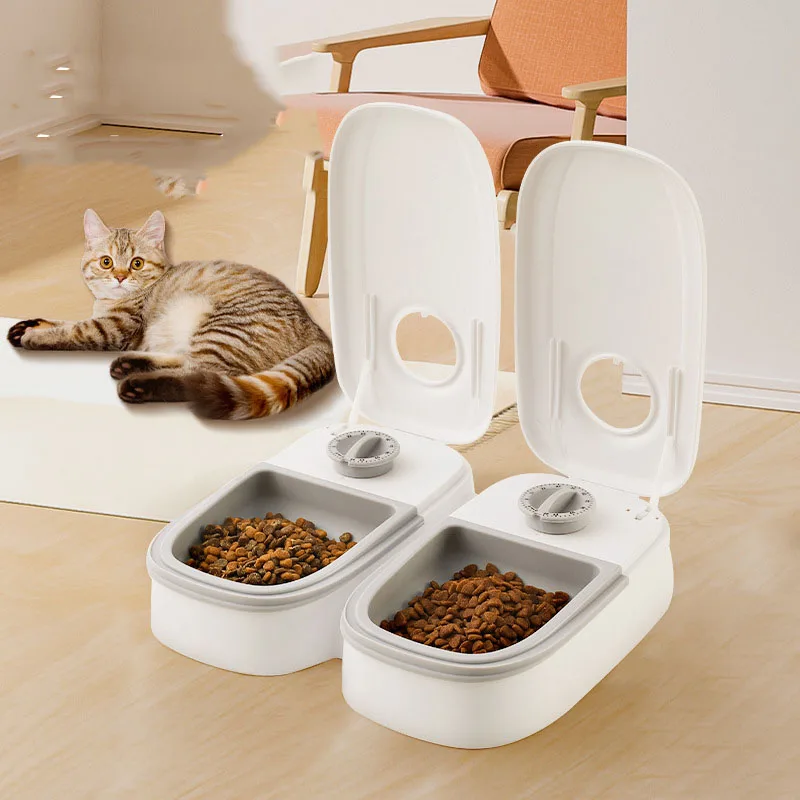 Pet bowl intelligent timed cat feeder quantitative dry and wet food dual meal separation home dog automatic feeding