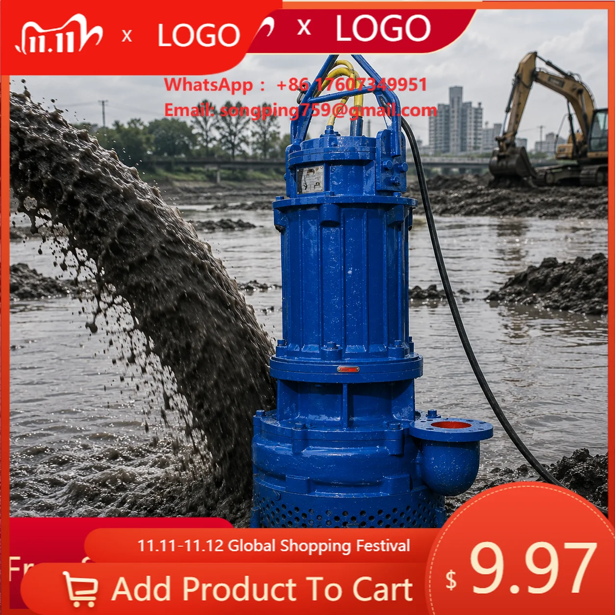 China Submersible Slurry Pumps High Pressure Sand Pump Electric Motor High Chromium Submersible Sand Pump Impeller