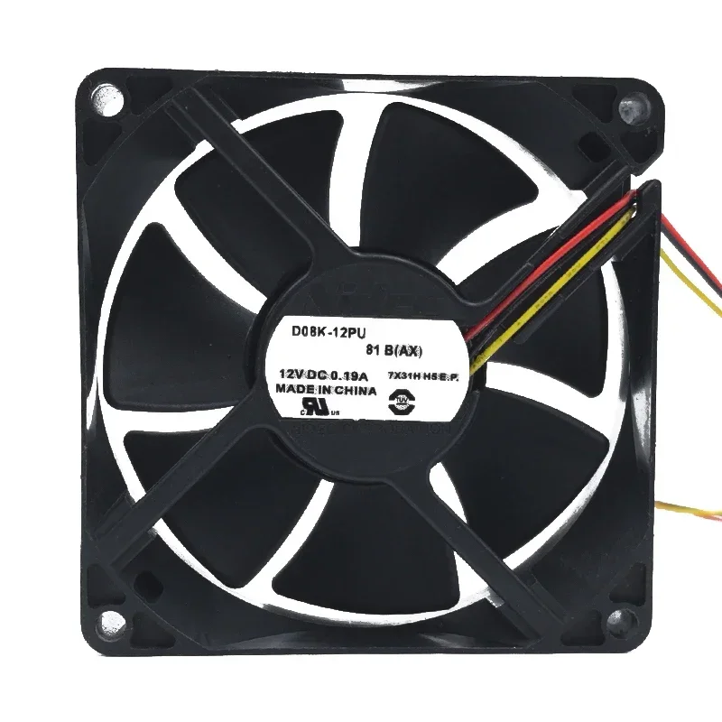 80*80*25MM NIDEC inverter fan 8025 D08K-24TU (AX) 12V 0.19A Magnetic levitation 4-wire cooling fan