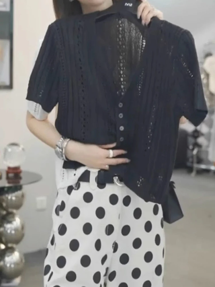 Корейский вязаный кардиган с v-образным вырезом, повседневный свободный женский топ ort Sve Faionable для отдыха, возрастной женский топ