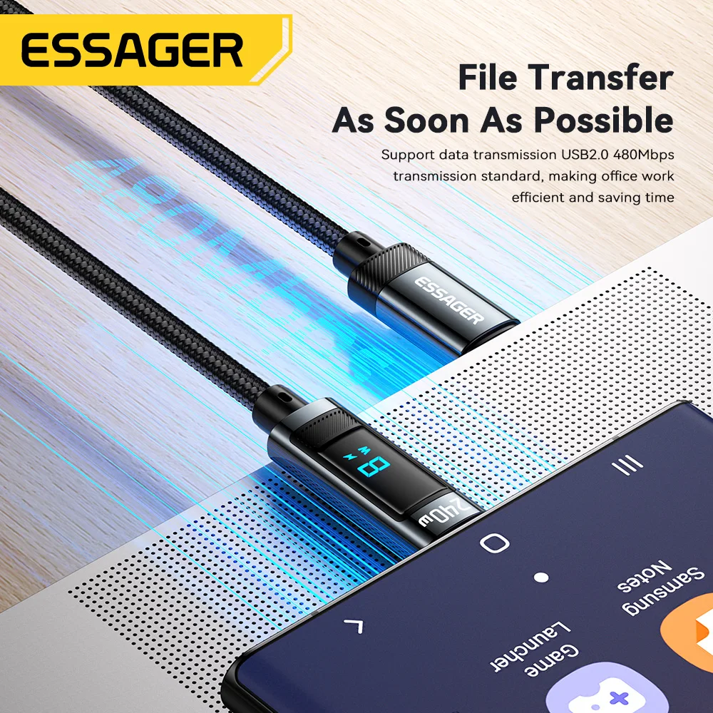 Essager-Câble USB Type C vers USB C, Charge rapide, Directions du chargeur, Snappour MacPlePro, Ordinateur portable, Xiaomi, iPad, Transfert de