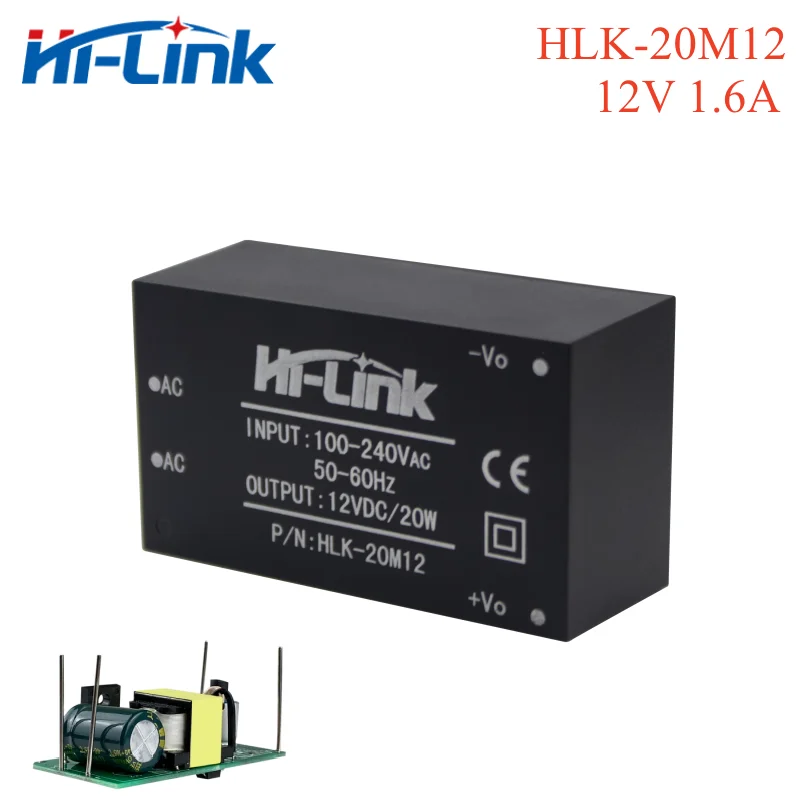 2pcs/lot HLK-20M12 220v to 12V 20W 1.6A AC DC Converter Mini Switch isolated step down power supply module  OEM/ODM CE FCC 20M12