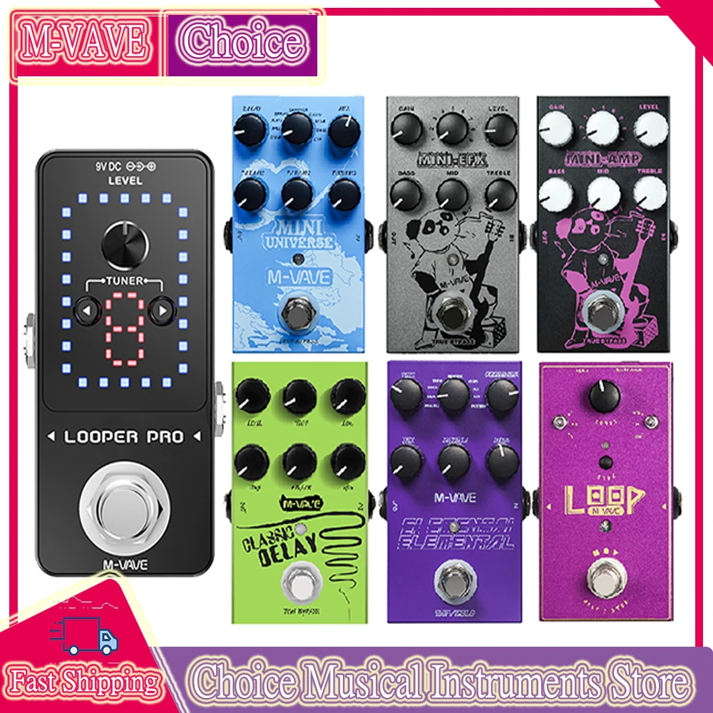 

M-VAVE Mini Universe: Цифровая педаль эффектов для гитары с моделированием реверберации и 9 режимами эффектов реверберации