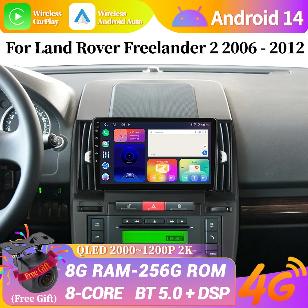 For Land Rover Freelander 2 2006 - 2012 Car Radio Android 14 Carplay Multimedia System Navigation  Auto Stereo universal screen