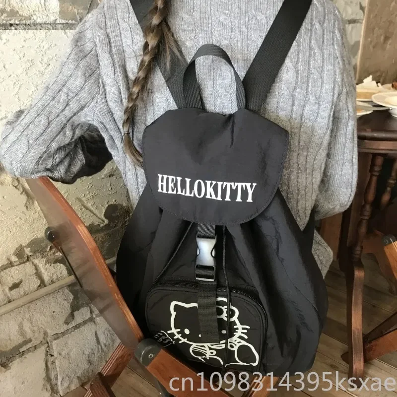 Kawaii Hello Kitty Backpack for Women Student Nylon School Bag Portable Durable Portable Large Capacity