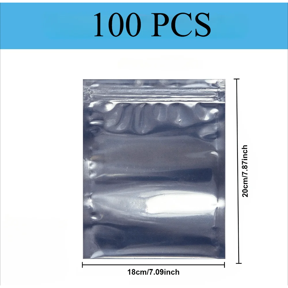 100pcs PET self-sealing bags, anti-static self-sealing bags for PCB electronic chips, re-sealable packaging bags, jewelry bags