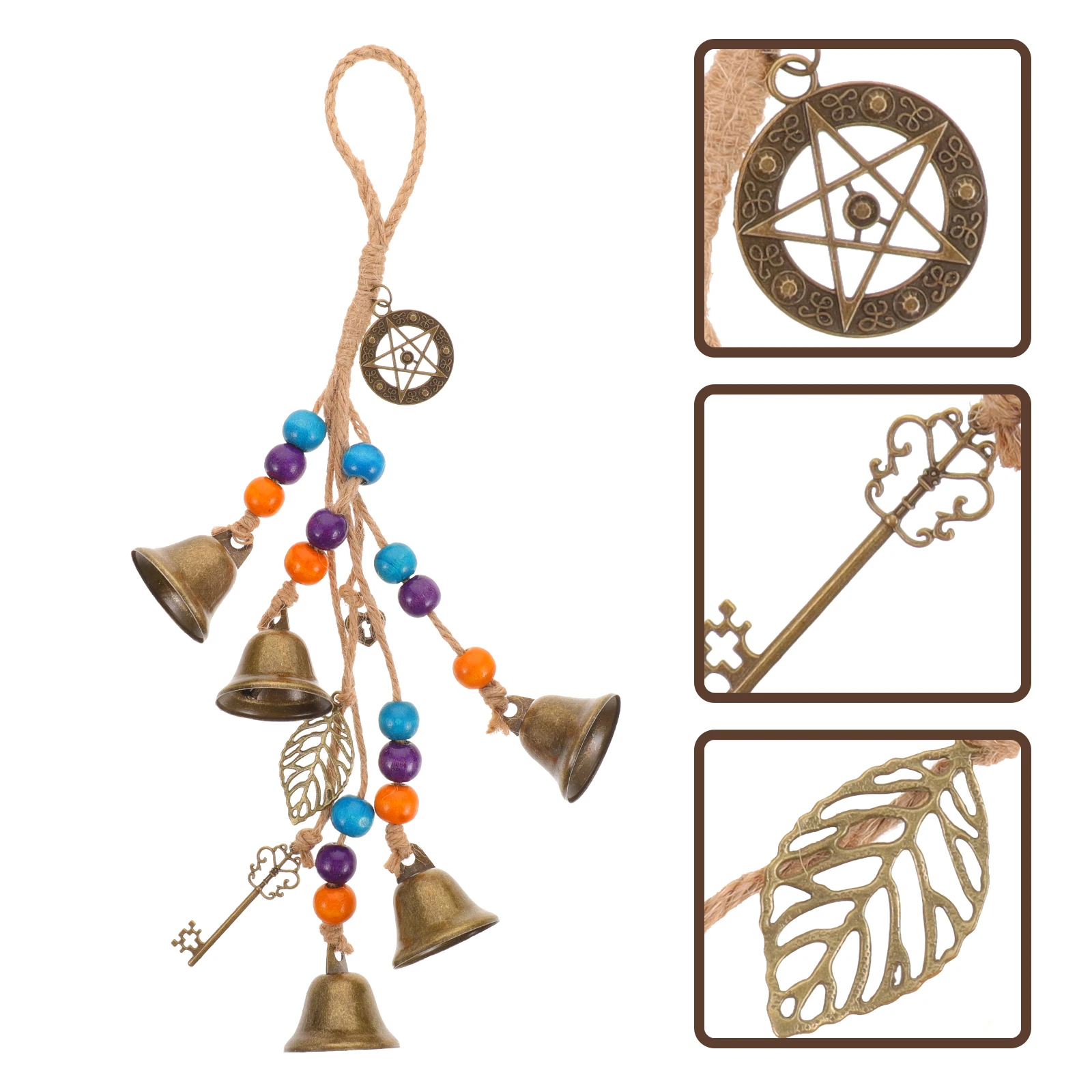 

Door Bell with Wooden Beads Retro Wind Chime Outdoor Ornaments Hanging Vintage Home Chimes