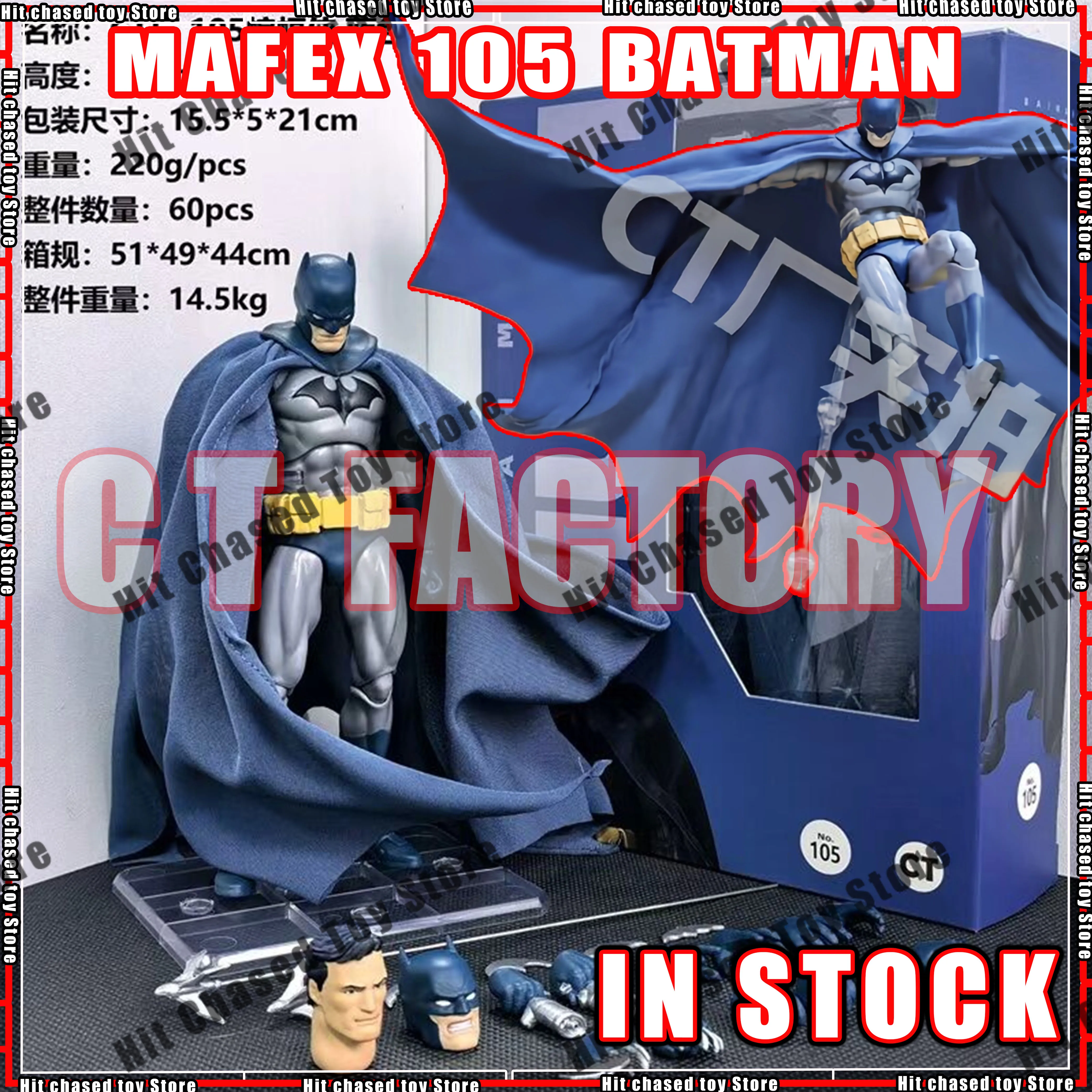 In Stock Mafex105 Batman Ct Factory toys Blue Version Black Dc Bat Man Anime Action Figure Figurine Model Statue Toy Gifts