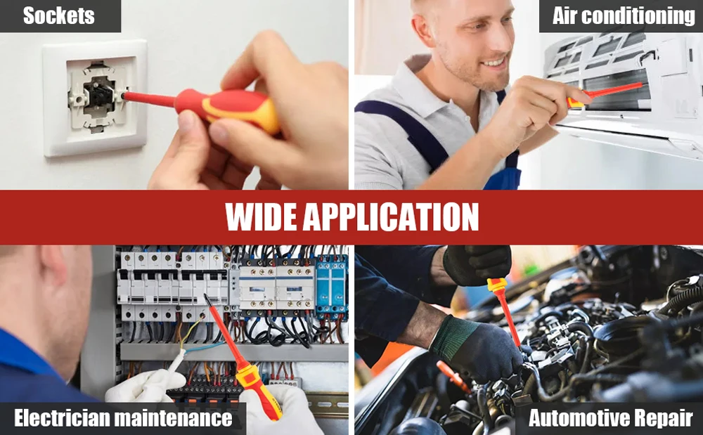 13/9-teiliges 1000V Isoliertes Schraubendreher-Set S2-Stahl Magnetische Spitzen PP+TPR-Griff für Elektriker-Reparaturwerkzeuge & Industrielle Anwendungen – Detail 12