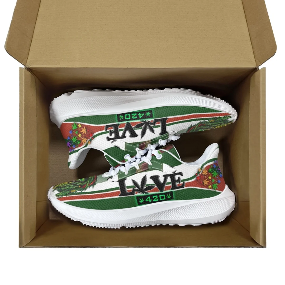 Zapatillas de correr a la moda para hombre y mujer, zapatos informales cómodos, con bandera jamaiquina de hierba Trippy, Reggae, León, marca de lujo