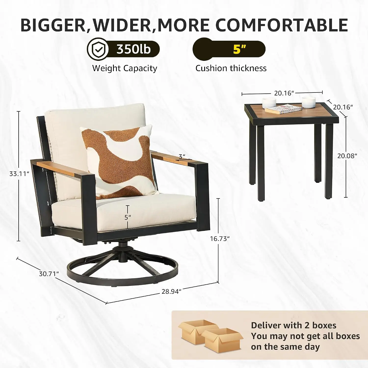 Outdoor Bistro Set Rattan Back 3