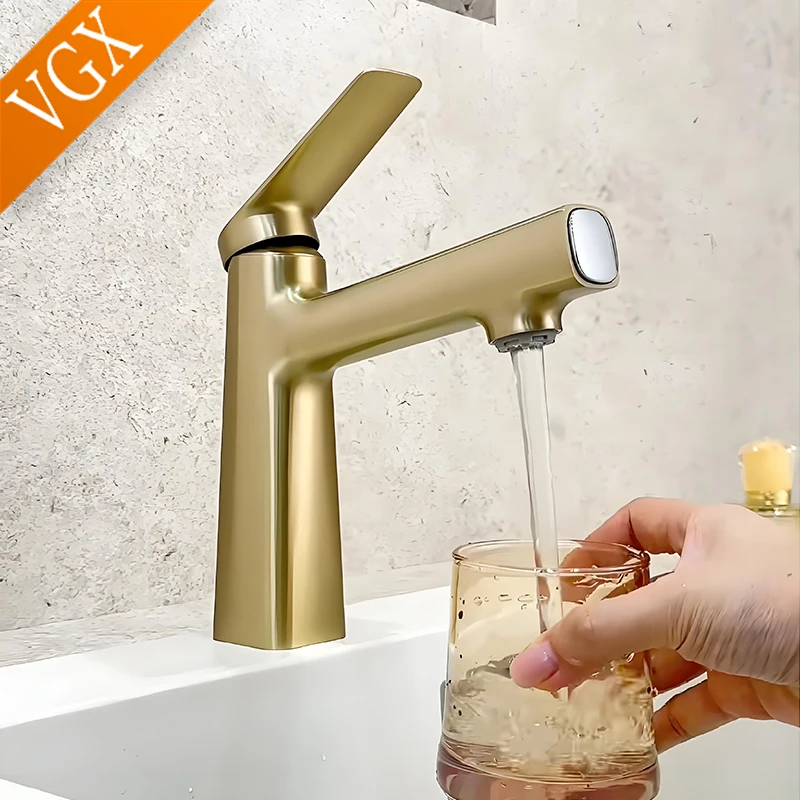 VGX Bathroom Faucets Multi-Function Basin Mixer Sink Faucet Gourmet Washbasin Tapware Hot Cold Water Tap Brushed Mixer Crane
