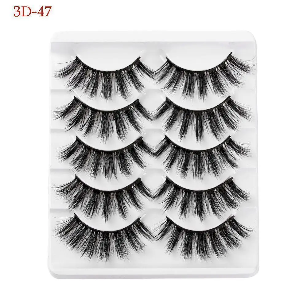 Cruelty-Free Fashion Reusable Handmade Full Strips Natural Long False Eyelashes 3D Faux Mink Hair Wispy Fluffy