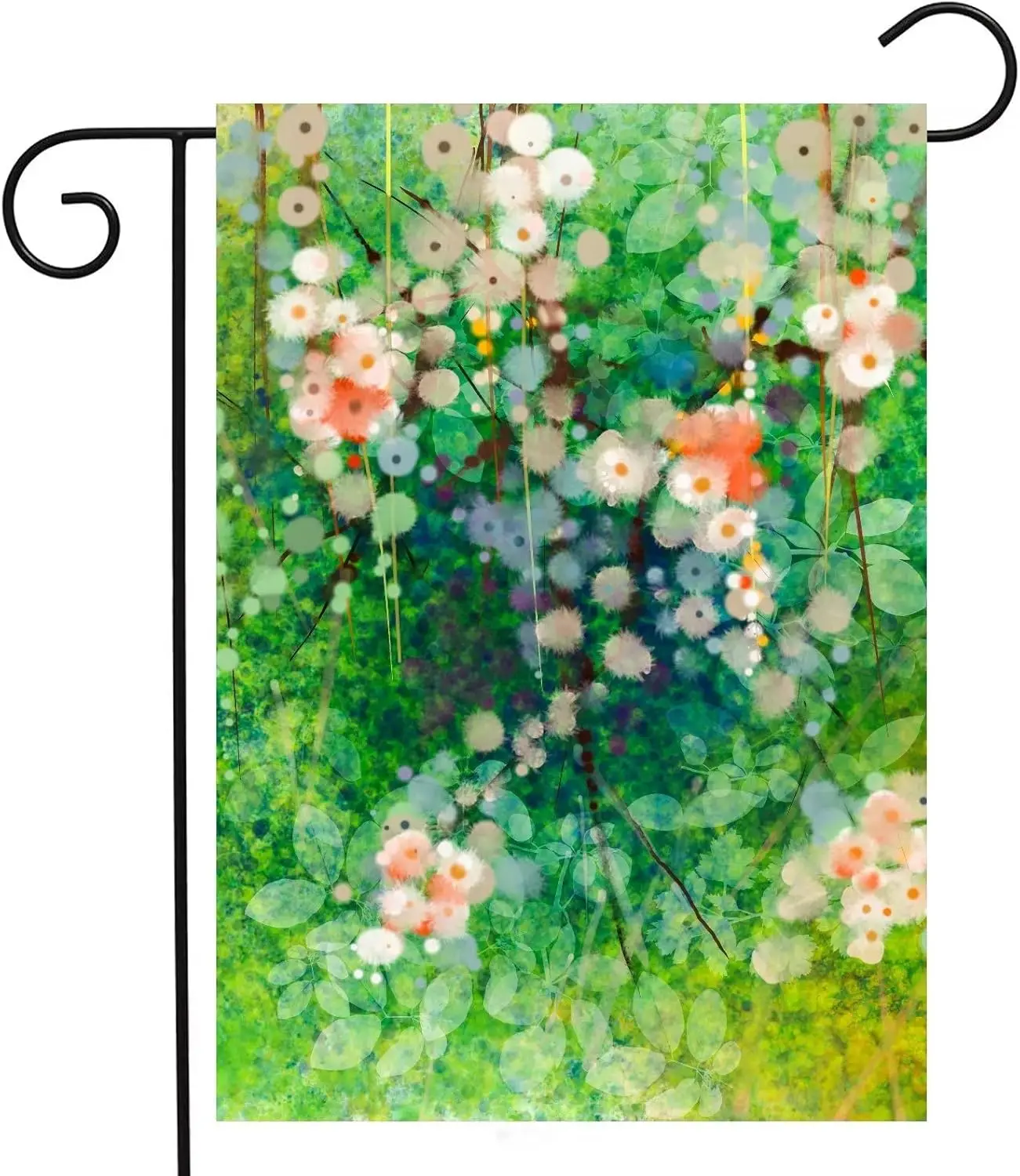 Watercolor Abstract Colorful Floral Flowers Green Spring Summer Seasonal Garden Yard Flag 12