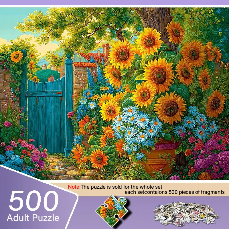 A Box of A Adult Mini Jigsaw Puzzle Featuring a Sunflower Garden Design - Scratch-resistant, High Difficulty Level, Suitable f