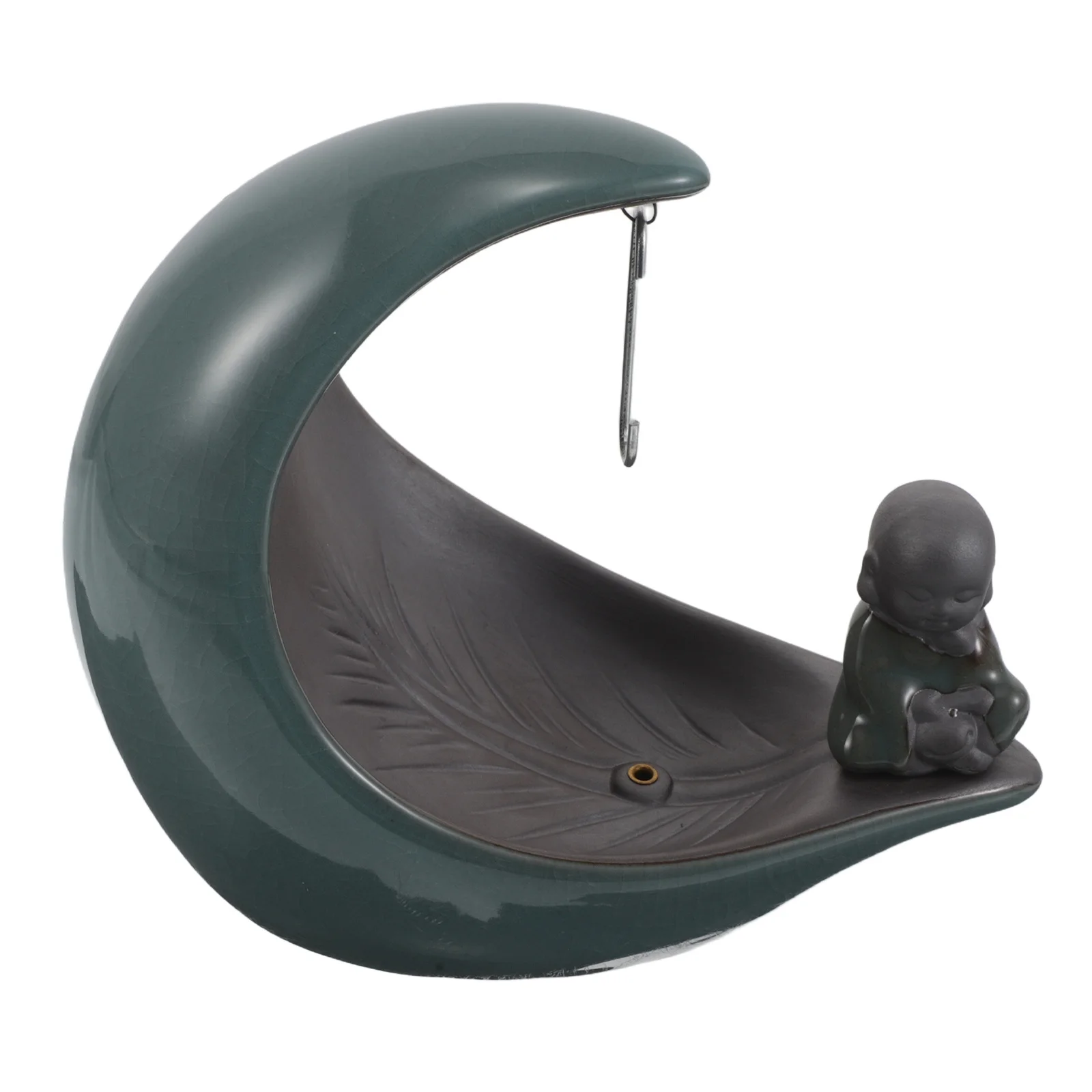 

Ceramic Incense Burner Moon Shape Holder for Sticks and Cones - Zen Meditation Room Decor - Auspicious Aesthetic