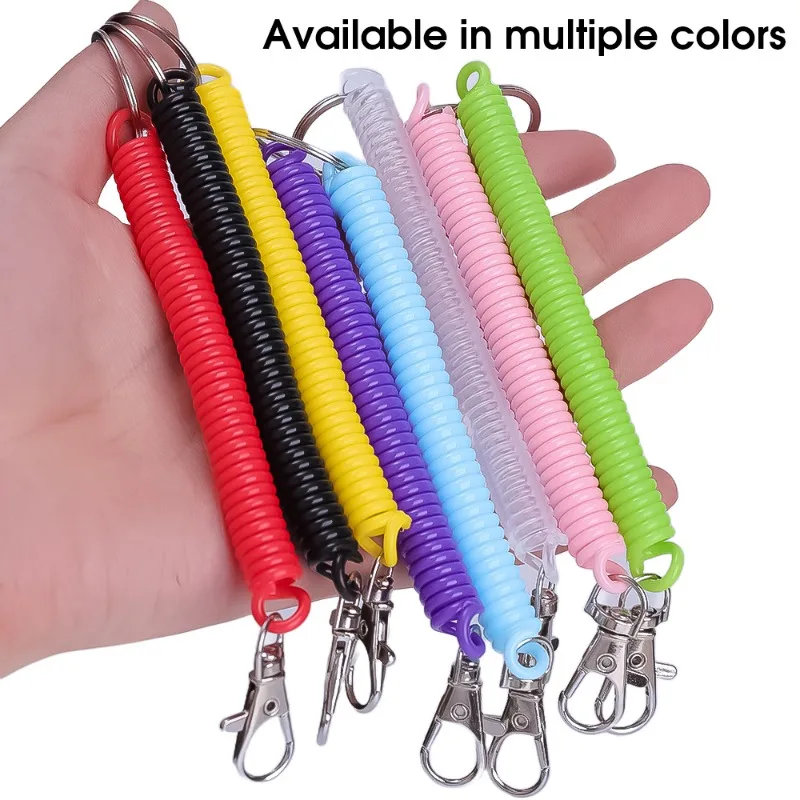 Colorful Elastic Spring Rope with Card Anti-Lost Retractable Spiral Elastic Keychain Strap Lanyard for IPhone 16 Samsung Xiaomi