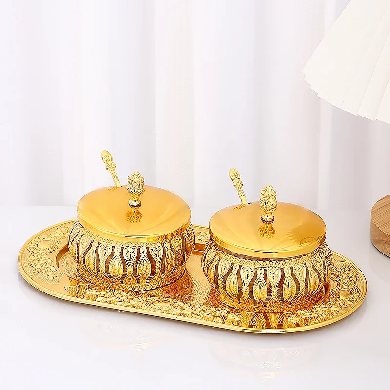 

Новая железная стеклянная банка для сахара в европейском ретро-стиле, доступные роскошные кухонные аксессуары, набор коробок для специй, креативное украшение для рабочего стола