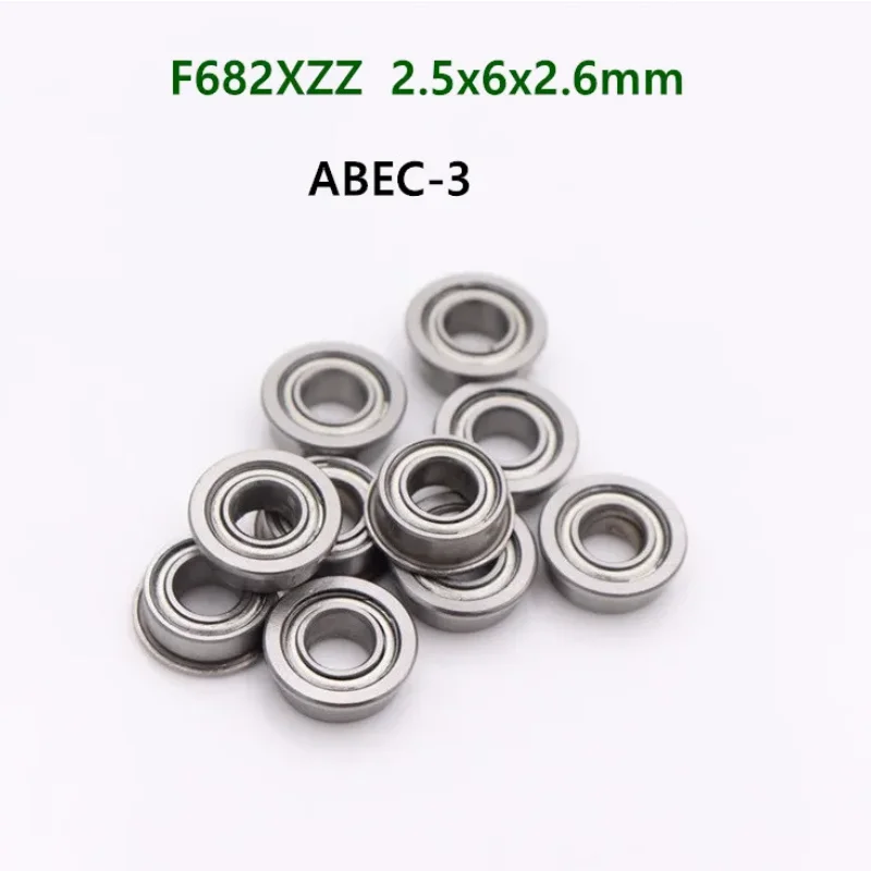 100pcs F682XZZ Flanged bearing F682X -2Z  LF-625ZZ 2.5x6x2.6mm F682XZ miniature flange ball bearings 2.5*6*2.6 mm