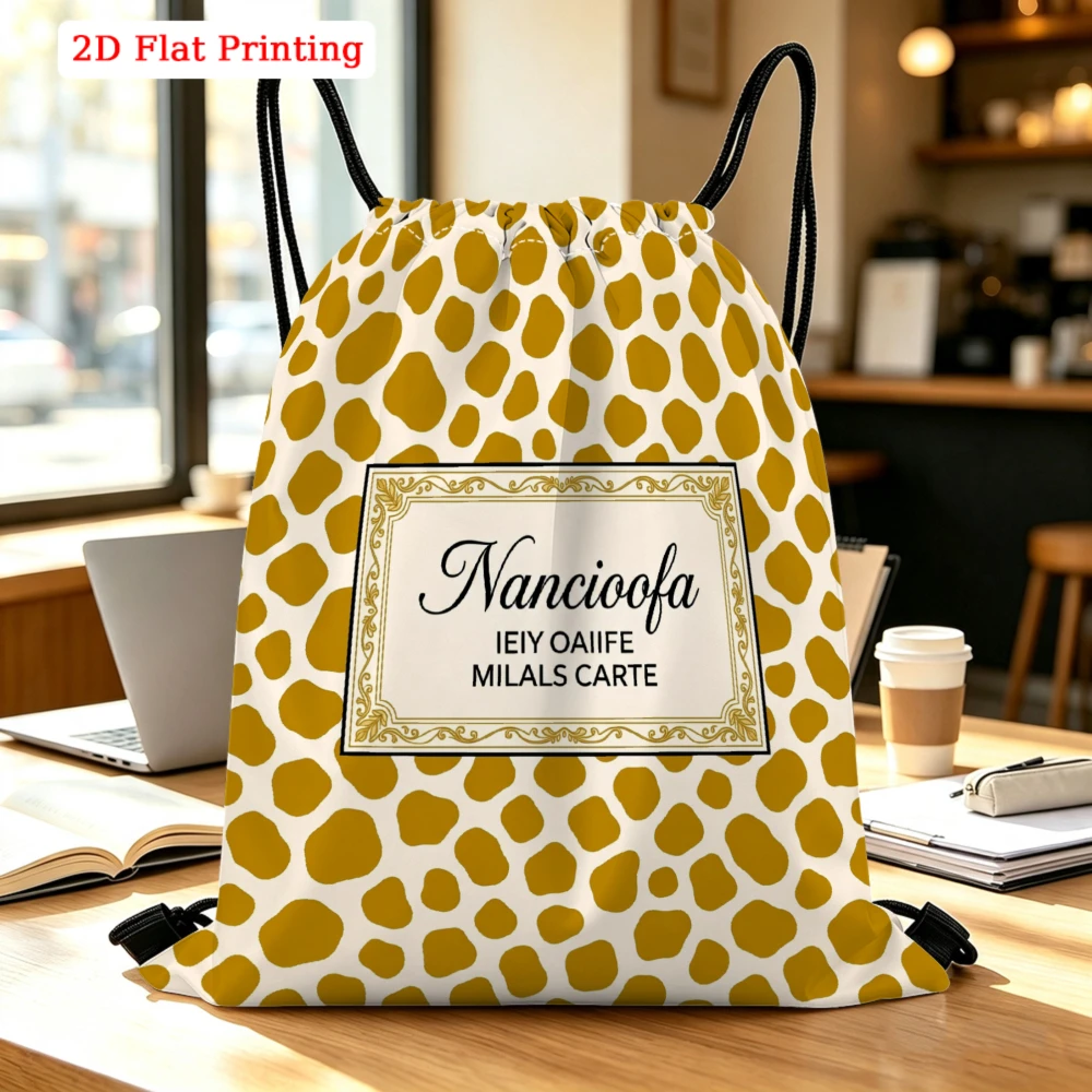Yellow Spots On White Background Drawstring Backpack, Travel Shoe Bag, Fitness Sports Backpack, Travel Outdoor Drawstring Bag