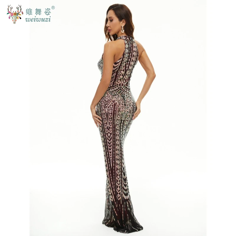 Vestido de noche para banquete con cuentas de flores y posicionamiento de lujo, luz brillante, estilo largo, falda Sexy de cola de pez con cuello colgante para verano