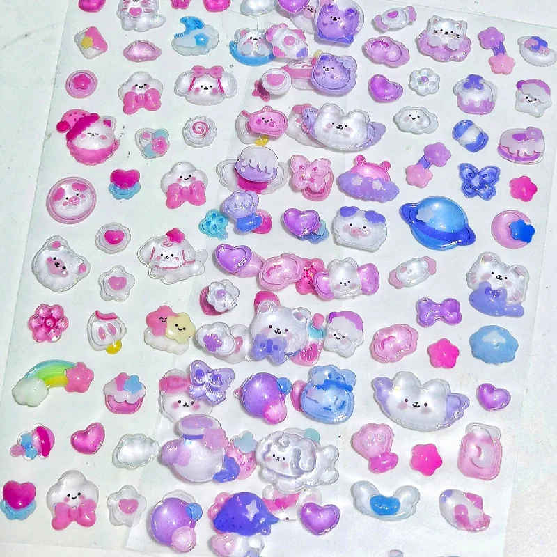 

Funny Sweet Pink Rabbit Bear 3D Relief Sticker Scrapbooking Diy Diary Decor Journaling Stationery Kawaii Stickers