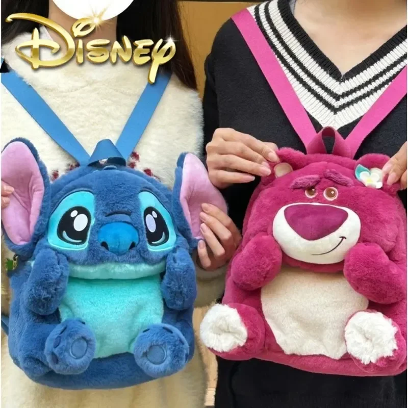 Hot Original Disney Lotso Bear Stitch Plush Toy Doll Stitch Backpacks Student Backpack Plush Bag Adult Children Birthday Gifts