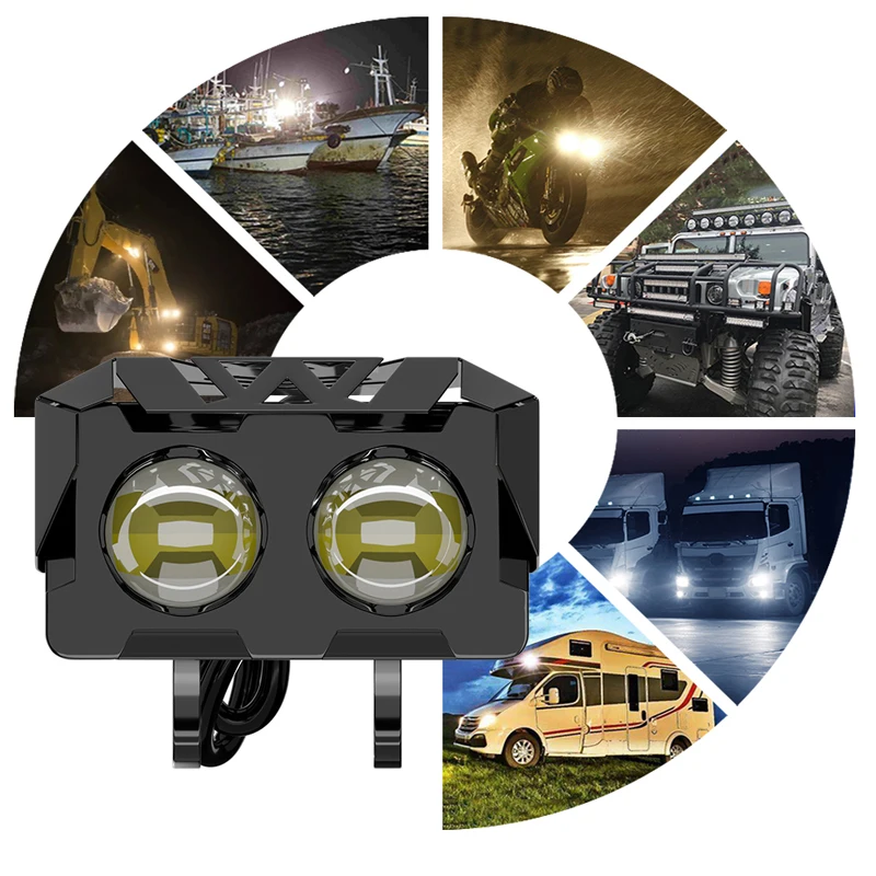 

12W Motorcycle LED mini Lens Spotlight Double color Spotlight Motorcycles Auxiliary Fog Lamp motorcycle accessories light