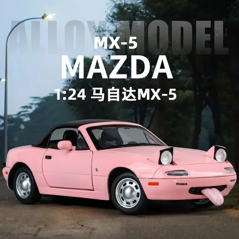 1:24 Mazda MX-5 Alloy Sports Car Model Diecast Metal Toy Vehicles Car Model Simulation Sound and Light Collection Kids Gift C375