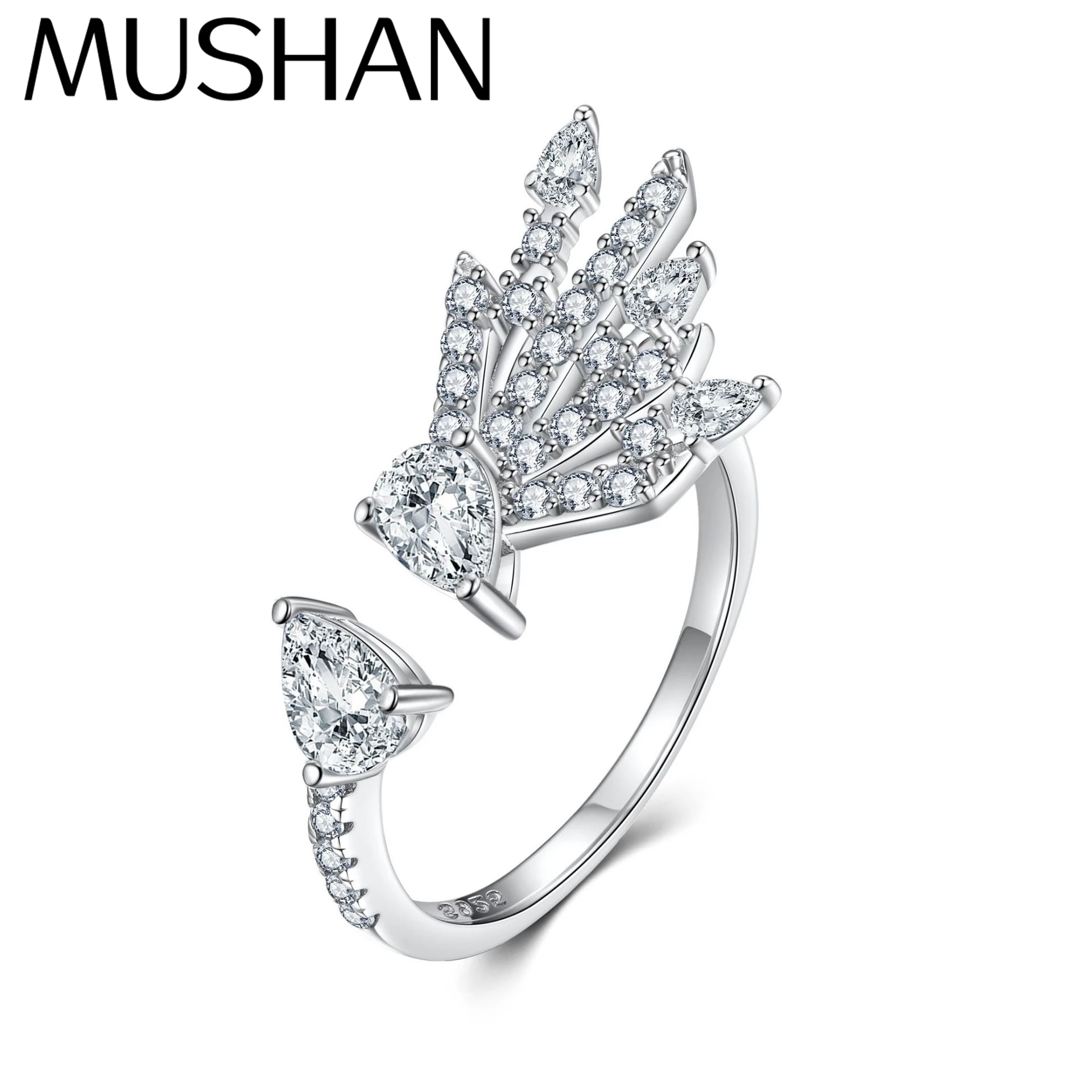 

MuShan Luxury Jewelry 925 Sterling Silver Ring Cubic Zirconia 7A Princess Formal for Her 18K Real Goyle Women Rings Fine Jewelry