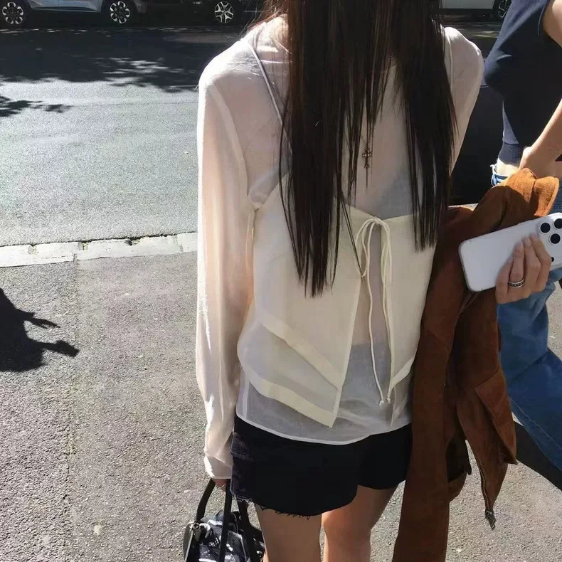 

Spring 2026 Dongdaemun Long Sleeve Top Belted Double Layer Two Piece Set Women's Casual Sportswear Four Seasons Available