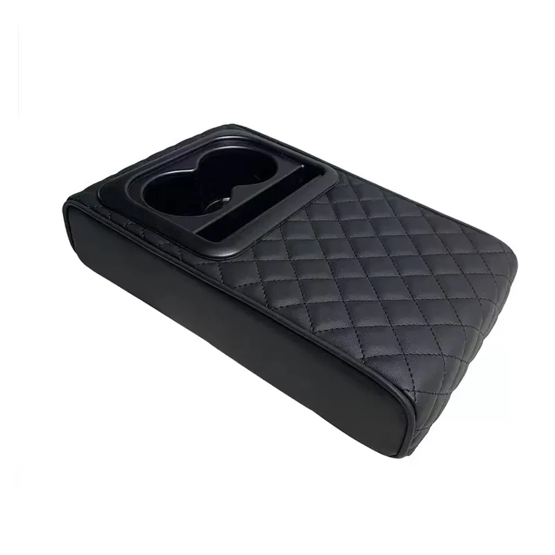 وسادة مسند الذراع لوحدة التحكم المركزية للسيارات مع حامل أكواب من جلد البولي يوريثان وسادة مسند الذراع المحمولة للسيارة غطاء وسادة الارتفاع