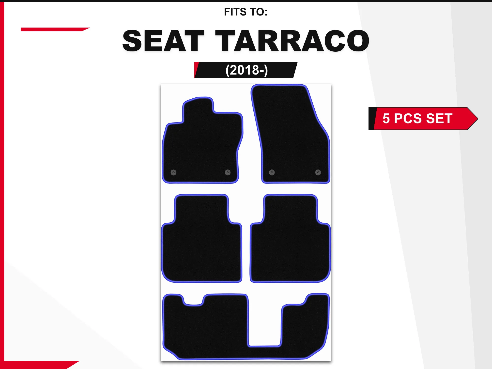 Velours vloermatten voor: Volkswagen Tiguan Allspace 2017–, 5-delige set op maat gemaakte autovloermatten, set