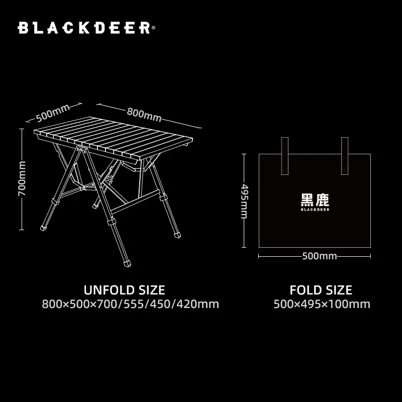 Imagem -02 - Blackdeer-camping Folding Table Liga de Alumínio Mesa de Madeira Portátil Multifuncional Altura Ajustável Piquenique ao ar Livre Quick Open