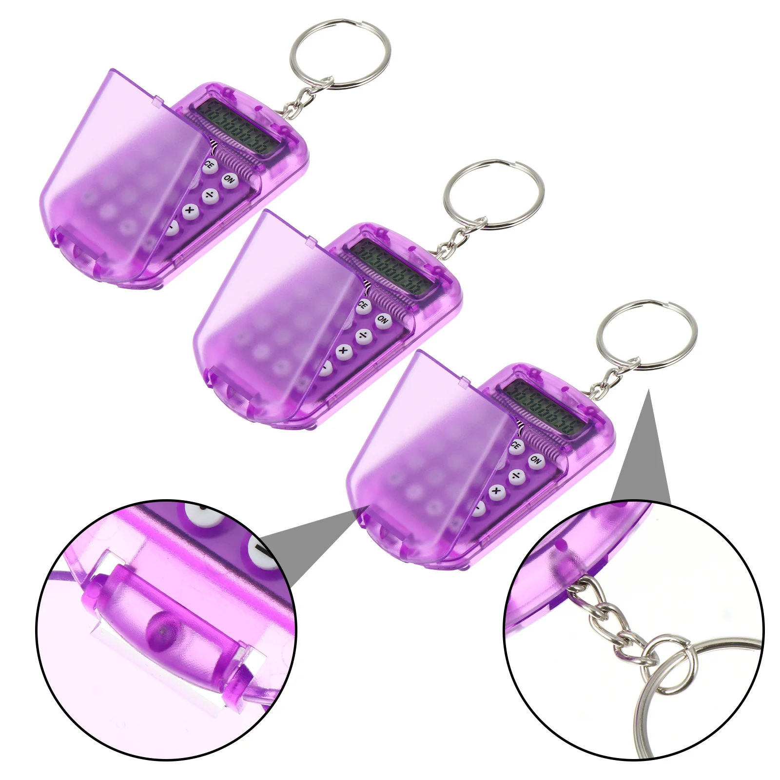 

3Pcs Mini Portable Keychain Calculator Small Pocket 8- LCD Display Arithmetic Percentage Function