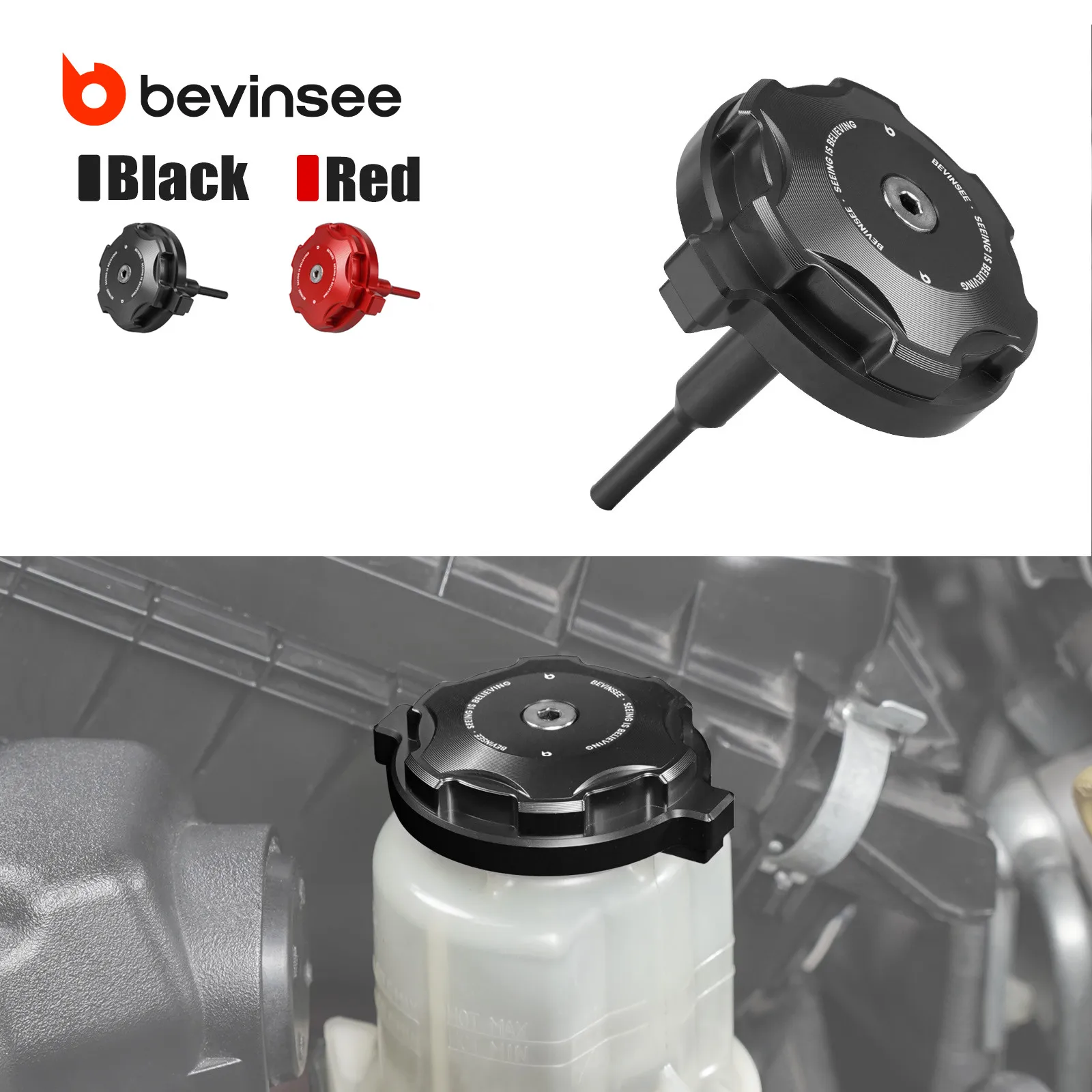 

Алюминиевая крышка резервуара для жидкости гидроусилителя рулевого управления BEVINSEE для Toyota Tacoma/FJ Cruiser/Camry/4Runner, замена на 44305-06050