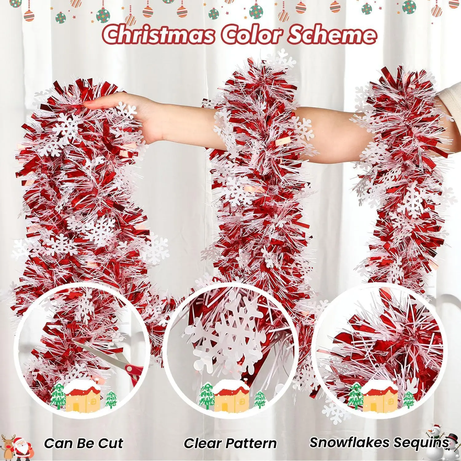 2-meter encrypted Christmas snowflake holiday decoration Christmas tree Christmas flower wedding room decoration 2Mx9CM