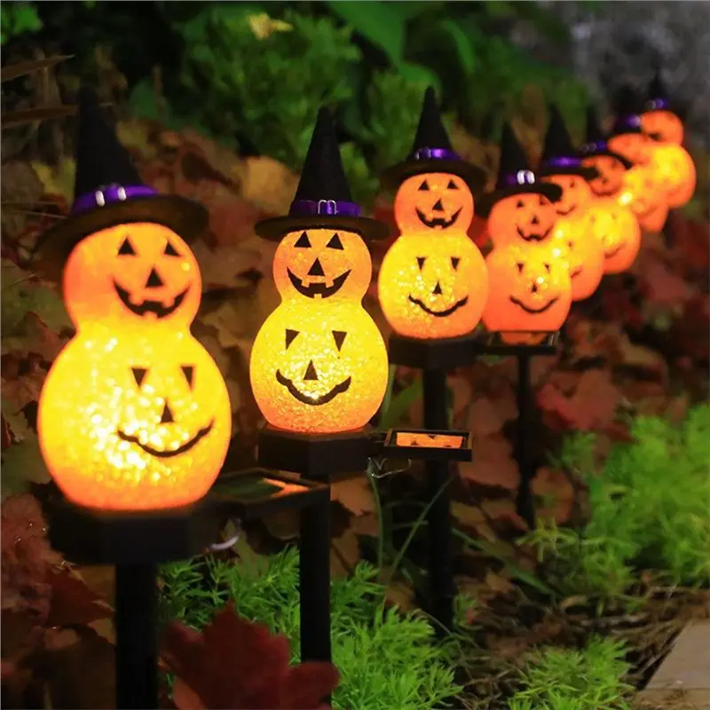 [NEW!AA73】 Outdoor Halloween Decorative Stake Lights(4Pcs):Rice For GHOST& Pumpkin Garden Pathway Illumination
