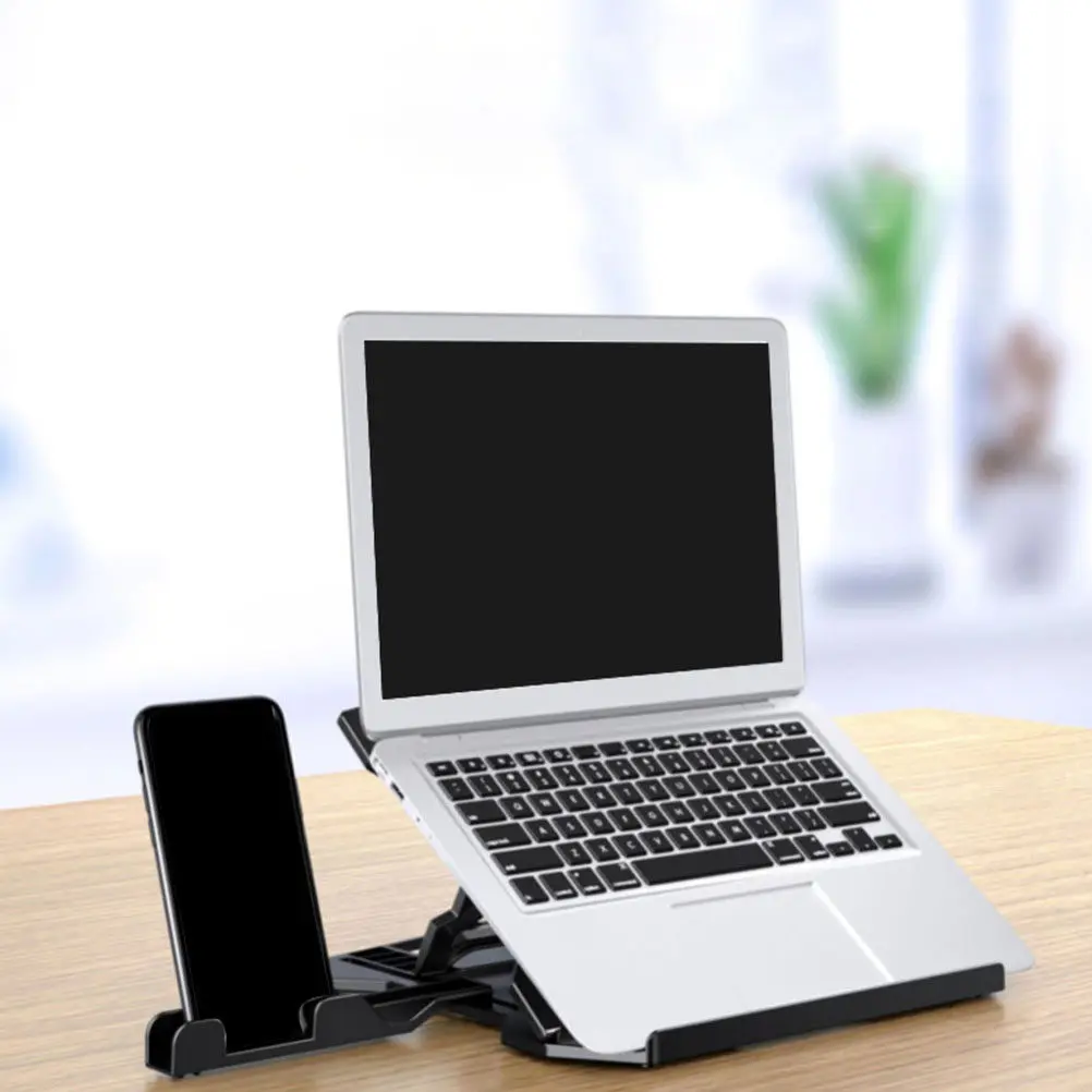 Ergonomic Height Adjustable Laptop Bracket Foldable Portable Desktop Stand Large Hollow Ventilation Design for Improved Posture
