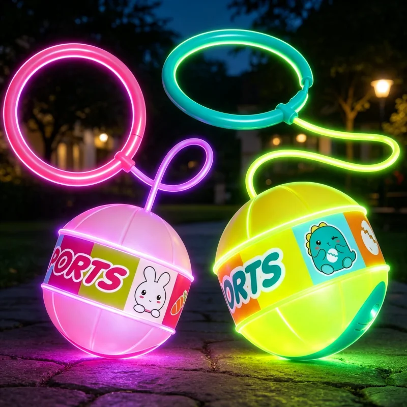 Kids Jumping Ball Glowing Elastic Ball with Foot Ring Elastic Jump Rope Sports Exercise Equipment Boys Girls Play Fitness Toy