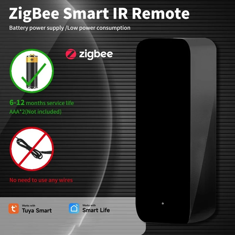Zigbee Smart IR - Universal Remote for AC, TV, Fan & More 10-12M Range, 0.5s Response-A27R