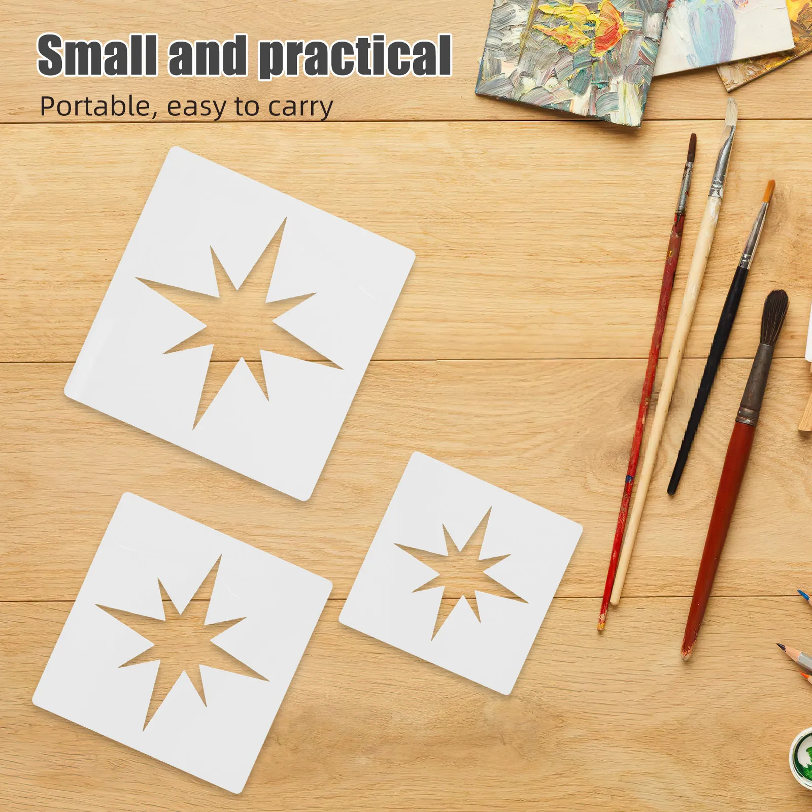 8Pcs Star Stencil Bundle Fine Edge Reusable Plastic Painting Template for Fabric Wall Craft Spray Drawing Decoration Hollow