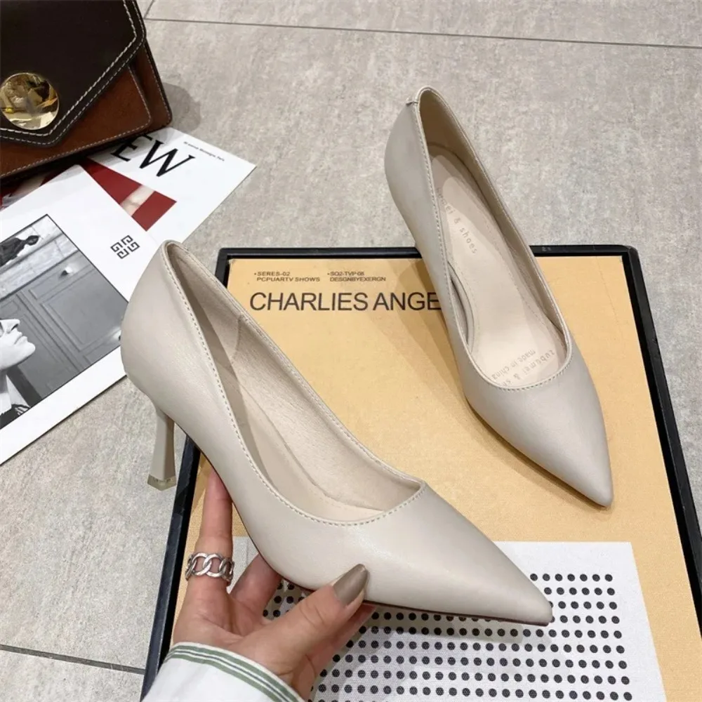 Slim Heeled Pointed High Heels Women\'s Spring Autumn Simple Commuting High Heels Female Pumps Women Shoes Small Heel Zapatos