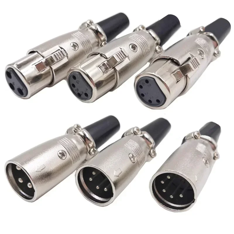 5/20Pcs Japan XLR Connector 3Pin 4Pin 5Pin Audio Japanese Style Cannon Plug Socket Mic Microphone Cable Wire Connector