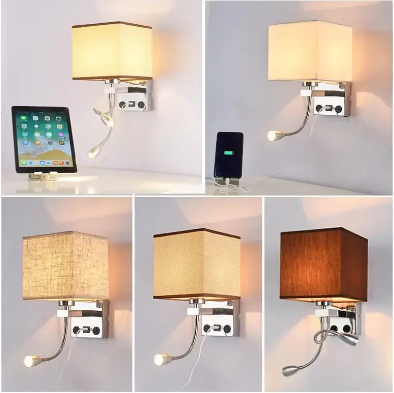 

New LED personalized creative European wall lamp hotel room USB charging bedside wall lamp American bedroom wall lamp
