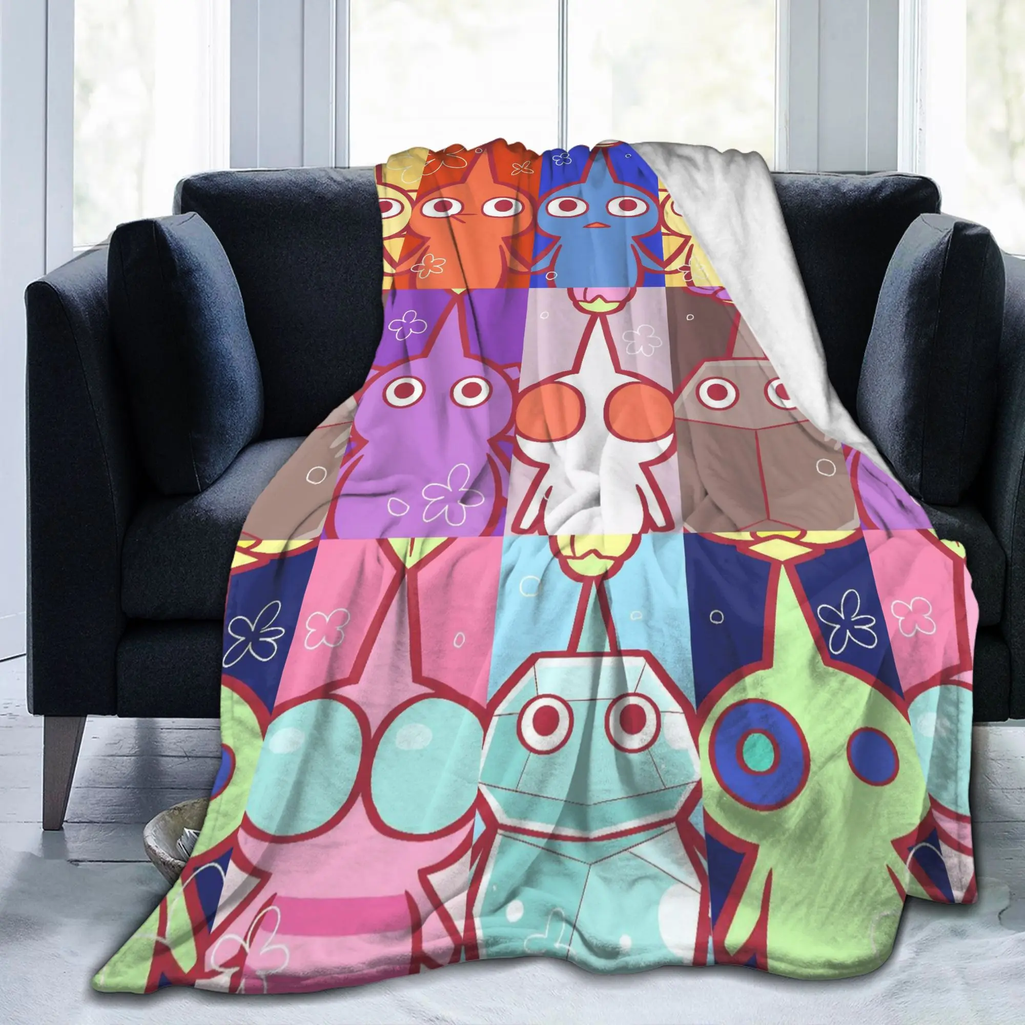 Pikmins Family Cute Fun Flannel Blanket Game Anime Awesome Bedding Throw Blankets for Home Sofa Warm Gift Breathable