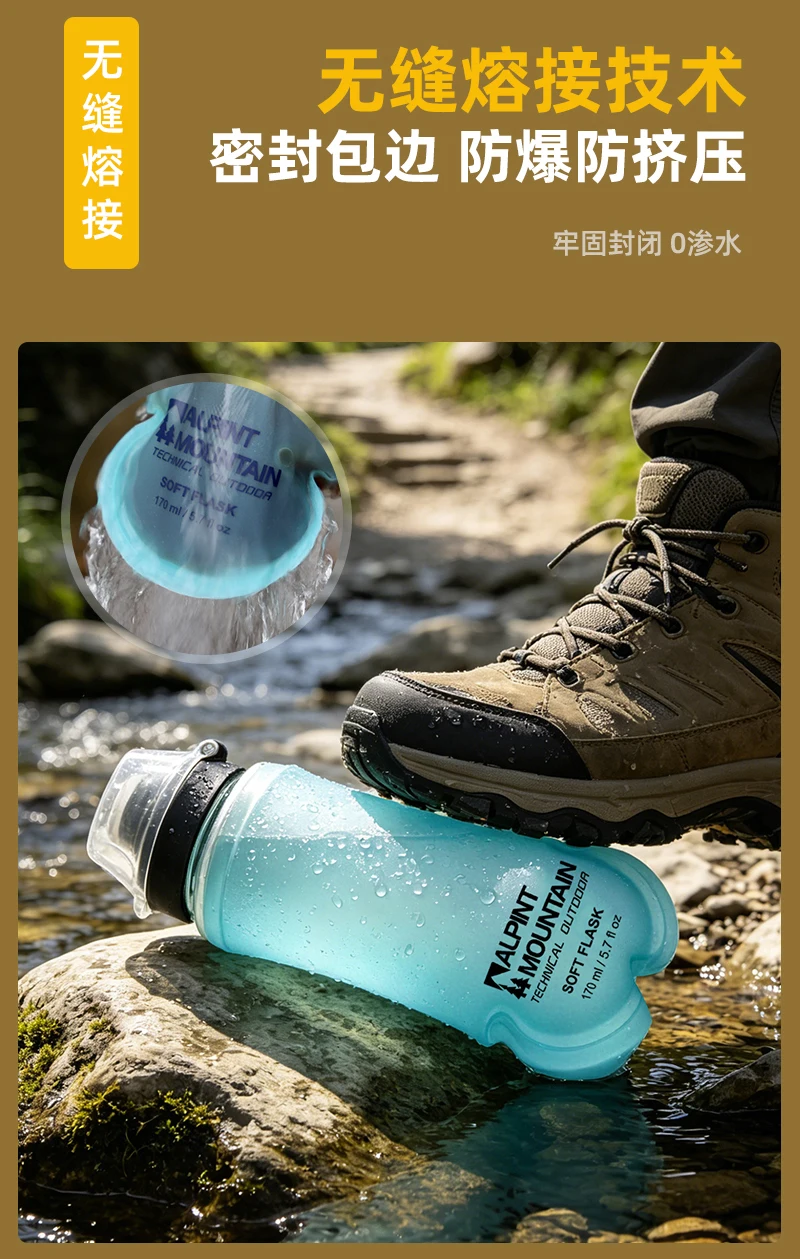 170ml Faltbare Auslaufsichere Weiche Zusammenklappbare Ernährungsflasche für Hydration Pack BPA-frei TPU, Leichtgewichtig, Leicht zu Öffnender Deckel für Läufer – Detail 12