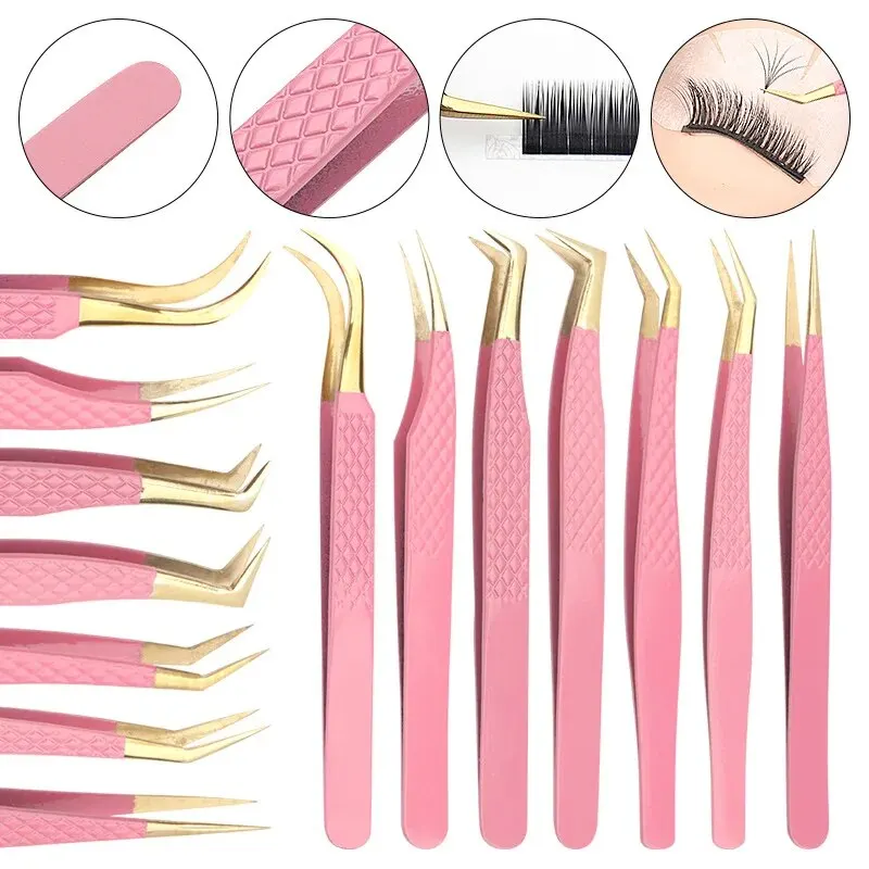 1 Pcs Eyelashes Tweezers For Lash Extension Stainless Steel High Precision Anti-static Tweezers Makeup Tools Eyelash Extensions