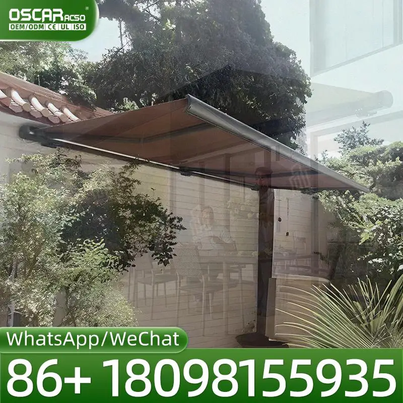 Retractable Electric Awning Waterproof Sunshade Stormproof Outdoor Canopy for Shop Restaurant Durable Retractable Awning